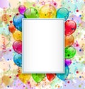 Birthday card with balloons and confetti Royalty Free Stock Photo