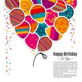 Birthday card with balloons in the style of
