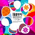 Birthday card with balloons in the style of