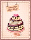 Birthday card with cake tier and roses