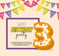 Birthday card with candle number three Royalty Free Stock Photo