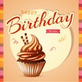 Birthday card with cupcake and text