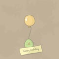 Birthday card with a cute bird holding balloon Royalty Free Stock Photo