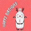 Birthday card with cute funny monster