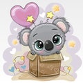 Birthday card Cute Koala and balloon Royalty Free Stock Photo