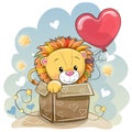 Birthday card with a Cute Lion Royalty Free Stock Photo