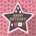 Birthday card in flat style and retro colors