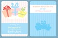 Birthday card,front and back design with colored presents