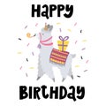 Birthday card with funny lama