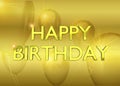 Birthday card with golden party ballons on