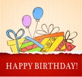 Birthday card hand drawn with gifts Royalty Free Stock Photo