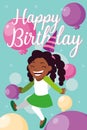 Birthday card with little black girl celebrating