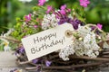 Birthday card with meadow flowers Royalty Free Stock Photo