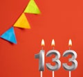 Birthday card - Number 133 candle in orange background