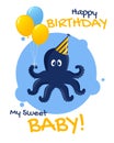Birthday Card With Octopus.