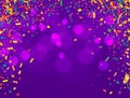 Birthday card with purple balloons and confetti on backgr Royalty Free Stock Photo