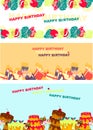 Birthday card set. Vector illustration.horizontal Royalty Free Stock Photo