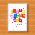 Birthday card on wood background