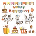 Birthday cartoon set. Royalty Free Stock Photo