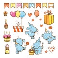 Birthday cartoon set. Royalty Free Stock Photo