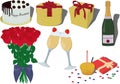 Birthday celebrating items collection vector illustration Royalty Free Stock Photo