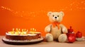 Birthday Celebration with Cake and Teddy Bear
