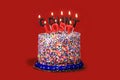 Birthday Celebration Candles on Red Background Royalty Free Stock Photo