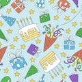 Birthday celebration seamless pattern Royalty Free Stock Photo