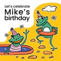 BIRTHDAY CHEERFUL FROG IG POST Cute Cartoon Vector Set