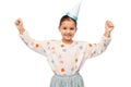 happy smiling little girl in birthday party hat Royalty Free Stock Photo