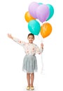 happy girl in birthday party hat with balloons Royalty Free Stock Photo