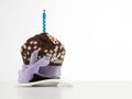 Birthday chocolate muffin with candle on top Royalty Free Stock Photo