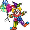 Birthday Clown with a Balloon Cartoon Clipart