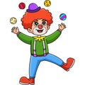 Birthday Clown Juggling Cartoon Colored Clipart