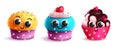 Birthday cup cake set vector design. Birthday cupcake and muffins colorful collections. Royalty Free Stock Photo