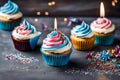 BIRTHDAY CUP CAKES GENERATED BY AI TOOL Royalty Free Stock Photo