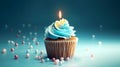 Birthday cupcake blue Background Royalty Free Stock Photo