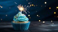 Birthday cupcake blue Background Royalty Free Stock Photo