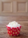 Birthday cupcake blurry background candle lit Royalty Free Stock Photo