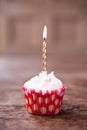 Birthday cupcake blurry background with lots of lit candles Royalty Free Stock Photo