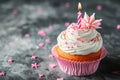 Birthday cupcake candle. Generate Ai