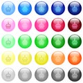 Birthday cupcake icons in color glossy buttons