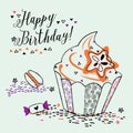 Birthday cupcake illustration