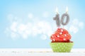 Birthday cupcake with number ten Royalty Free Stock Photo