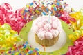 Birthday Cupcake with Party Decorations