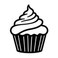 Birthday cupcake silhouette icon. Vector template for tattoo or laser cutting