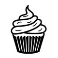 Birthday cupcake silhouette. Vector template for tattoo or laser cutting