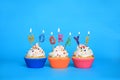 Birthday Cupcakes With Candles That Say Hooray