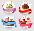 Birthday cupcakes emblem set