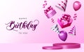 Birthday 3d vector concept design. Happy birthday greeting text with colorful confetti element for fun and enjoy kids birth day. Royalty Free Stock Photo